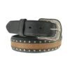 OK Corral Men's 2 Tone Stud Accent Leather Belt