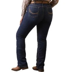Ariat Women's REAL Perfect Rise Greta Straight Leg Jeans -Western Cowboy Equipment Store 10043145 back plus warm