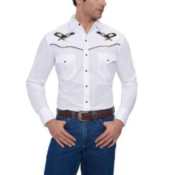 Ely Cattleman Men's Eagle Embroidered Shirt