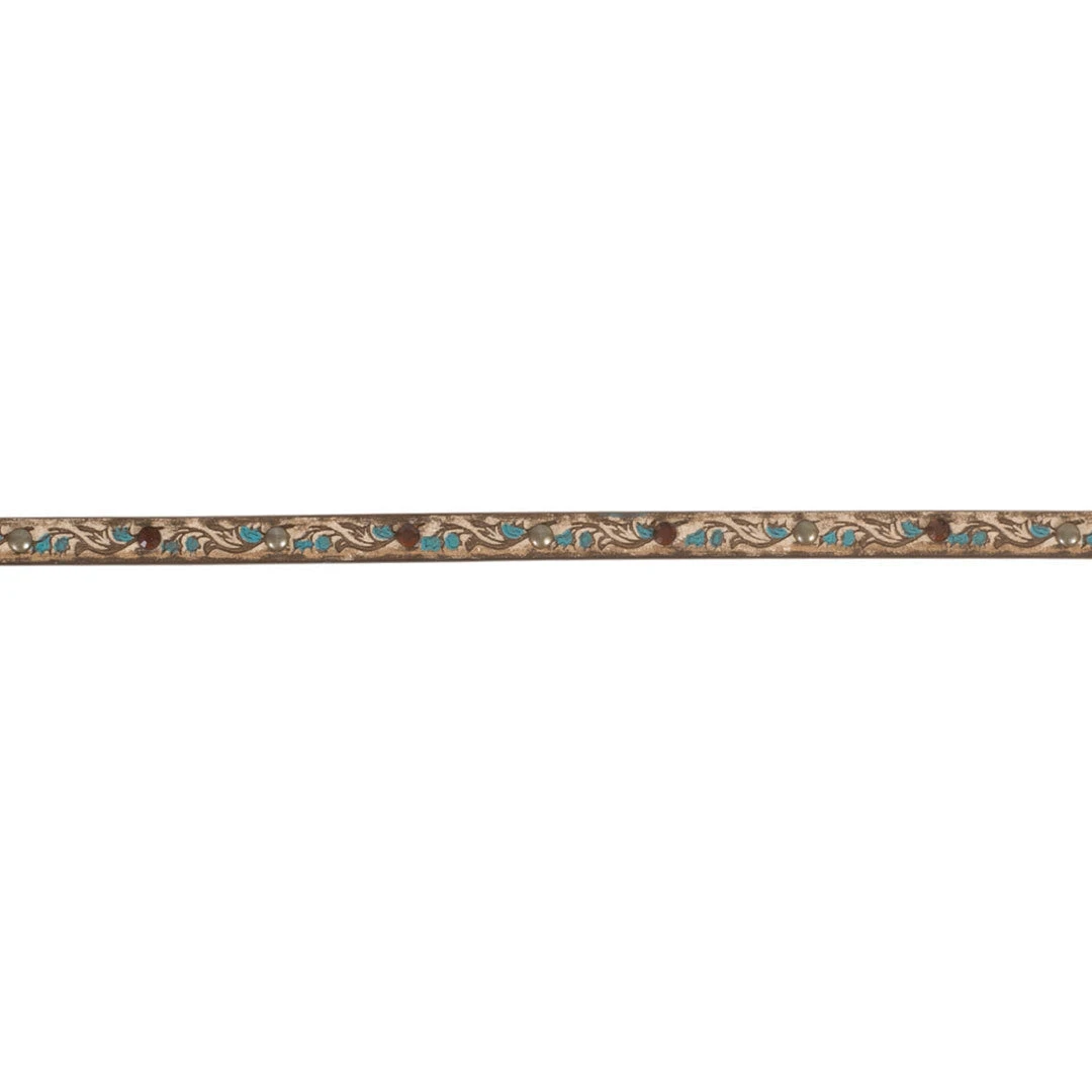 Phunky Horse Stone & Floral Tooled Leather Cowboy Hat Band 1 Phunky Horse Stone & Floral Tooled Leather Cowboy Hat Band