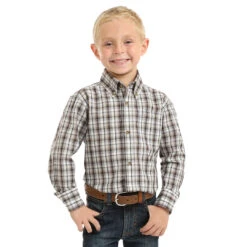 Wrangler Boys' Riata Plaid Button-Down Shirt