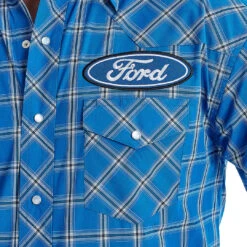 Wrangler Men's Ford Logo Plaid Shirt -Western Cowboy Equipment Store 32bb068064479986716fcd215d7eb868