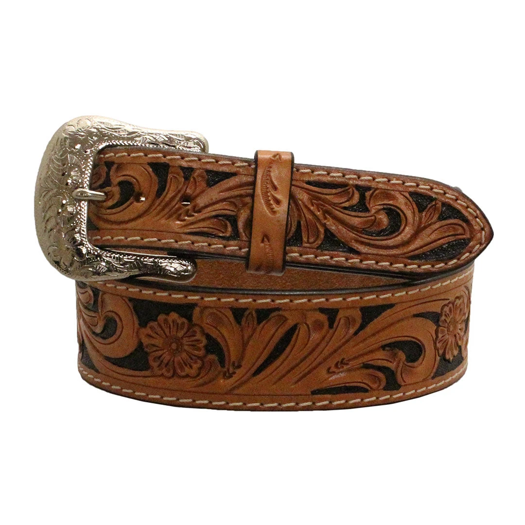 Twisted X Tan & Black Tooled Floral Belt 1 Twisted X Tan & Black Tooled Floral Belt