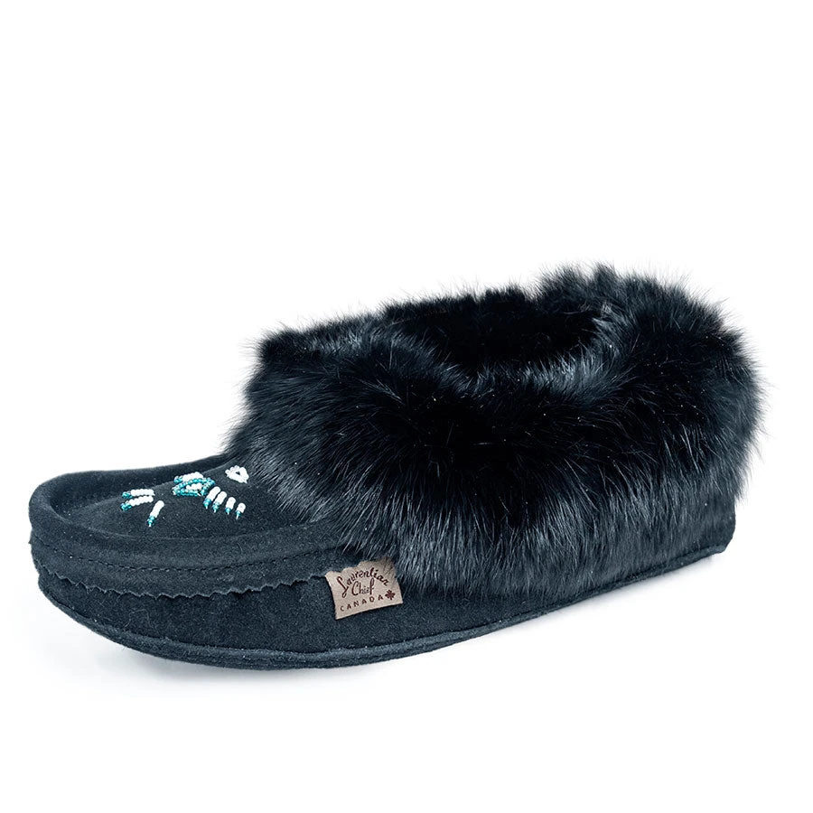 Laurentian Chief Women's Fur Trim Moccasins 1 Laurentian Chief Women's Fur Trim Moccasins