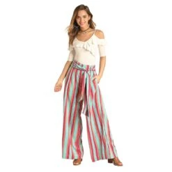 Rock & Roll Cowgirl Women's Stripe Wide Leg Pant -Western Cowboy Equipment Store 5148c94fe09ee25d76dd9f8ad7681e46