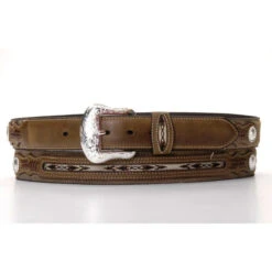 Nocona Men's Aztec Inlay & Concho Leather Belt
