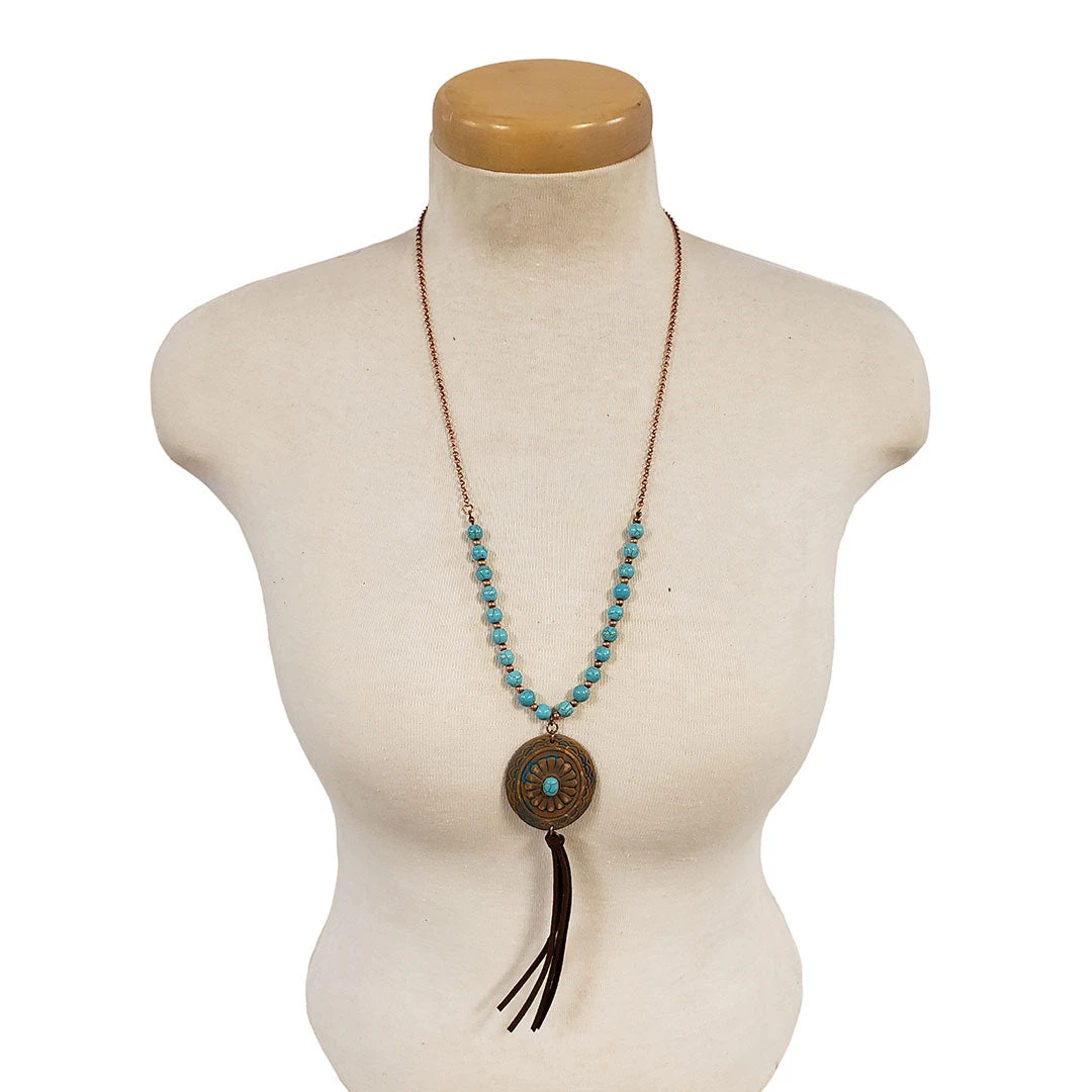 Cindy Smith Leather Concho & Turquoise Jewelry Set 3 Cindy Smith Leather Concho & Turquoise Jewelry Set - Image 3