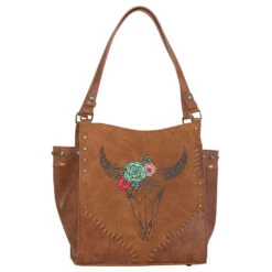 Catchfly Women's Abiquiu Southwest Steer & Floral Crown Handbag