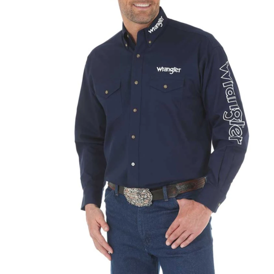 Wrangler Men's Logo Embroidered Shirt 1 Wrangler Men's Logo Embroidered Shirt