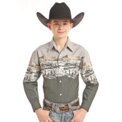 Panhandle Boys' Scenic Border Print Shirt