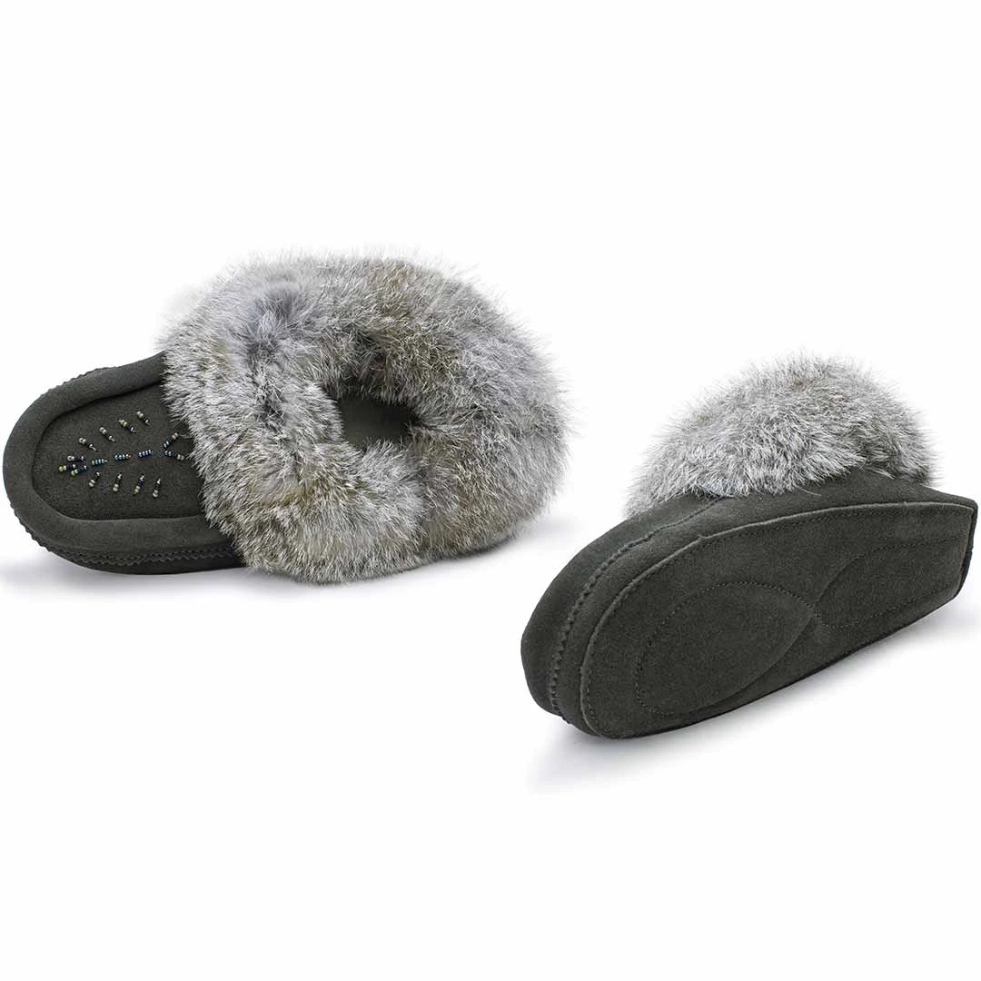 Lammle's Womens' Fur Trim Moccasins 2 Lammle's Womens' Fur Trim Moccasins - Image 2