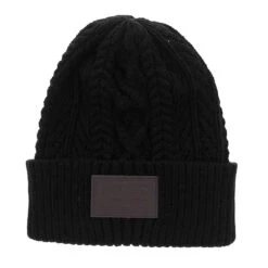Hooey Knit Beanie Toque With Leather Patch