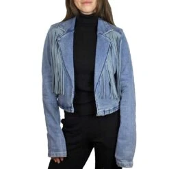 Rock & Roll Denim Women's Fringe Jean Jacket -Western Cowboy Equipment Store IMG 5064