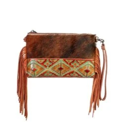 Montana West Women's Hair-On Hide Fringe Crossbody Clutch -Western Cowboy Equipment Store TRN RLH 025 BR 1