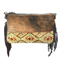 Montana West Women's Hair-On Hide Fringe Crossbody Clutch