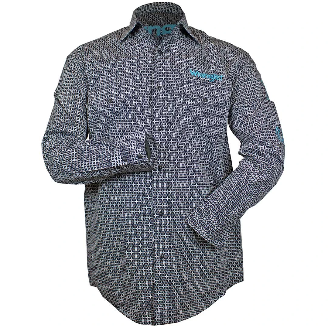 Wrangler Men's Logo Cross Print Snap Shirt 1 Wrangler Men's Logo Cross Print Snap Shirt
