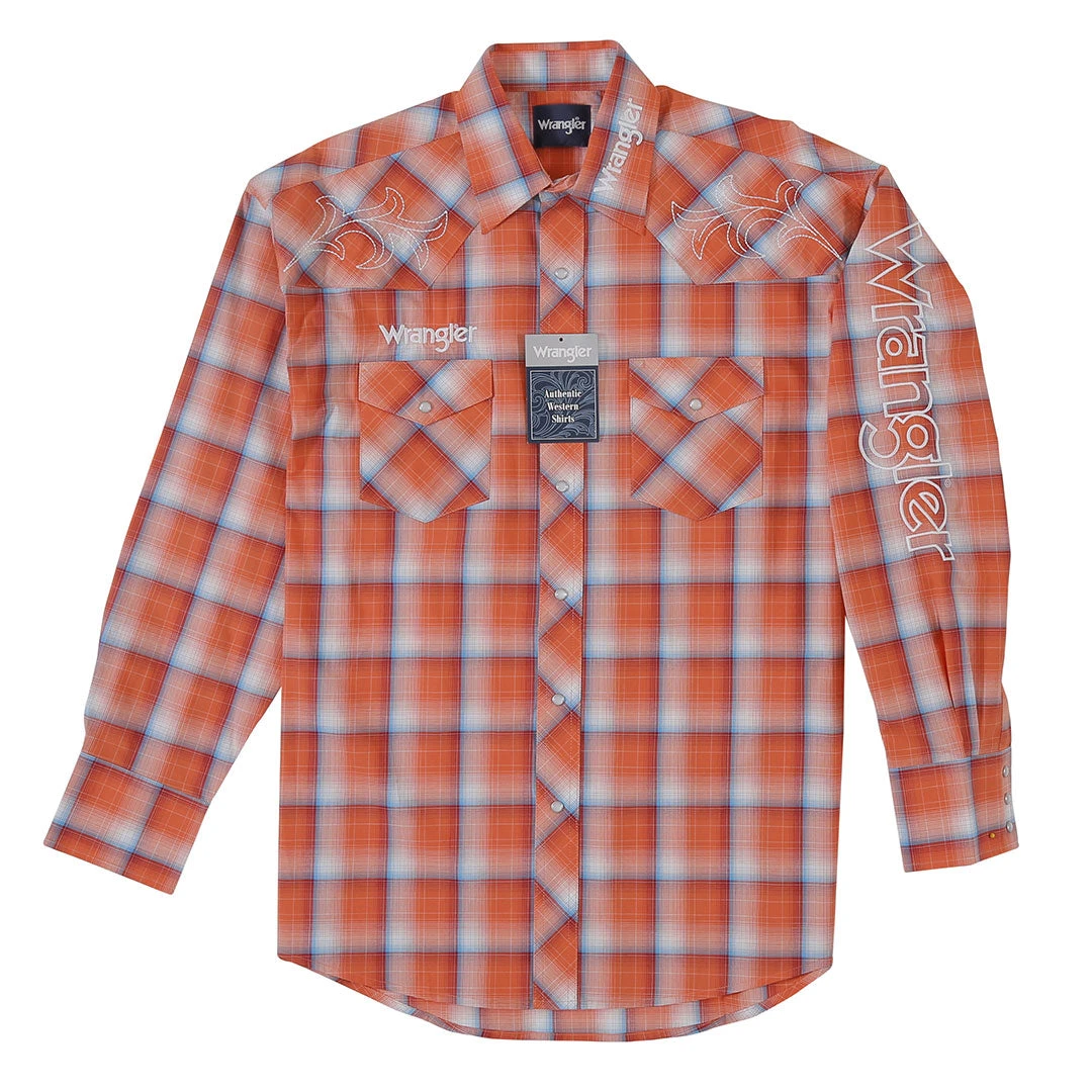 Wrangler Men's Logo Filigree Accent Plaid Shirt 3 Wrangler Men's Logo Filigree Accent Plaid Shirt - Image 3