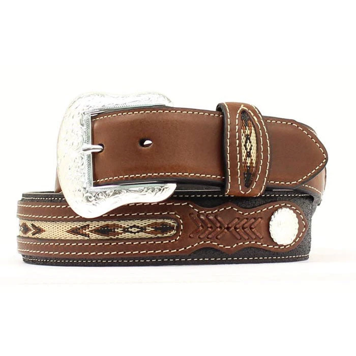 Nocona Men's Aztec Inlay & Concho Leather Belt 1 Nocona Men's Aztec Inlay & Concho Leather Belt