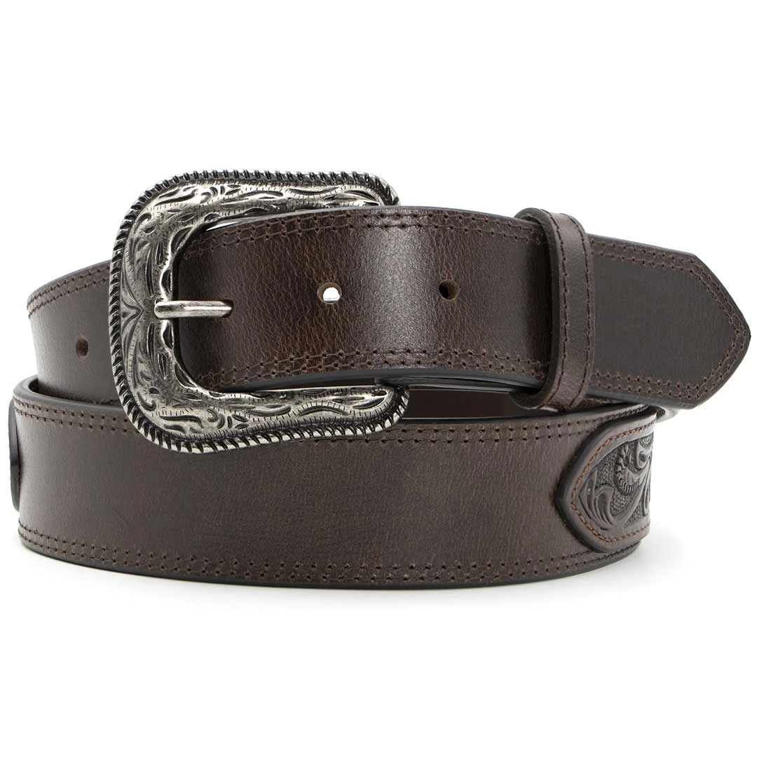 AndWest Men's Tooled And Metal Concho Overlay Belt 1 AndWest Men's Tooled And Metal Concho Overlay Belt