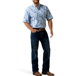 Ariat Men's Jonas Classic Fit Short Sleeve Button-Down Shirt -Western Cowboy Equipment Store ariat men s jonas classic fit short sleeve button down shirt