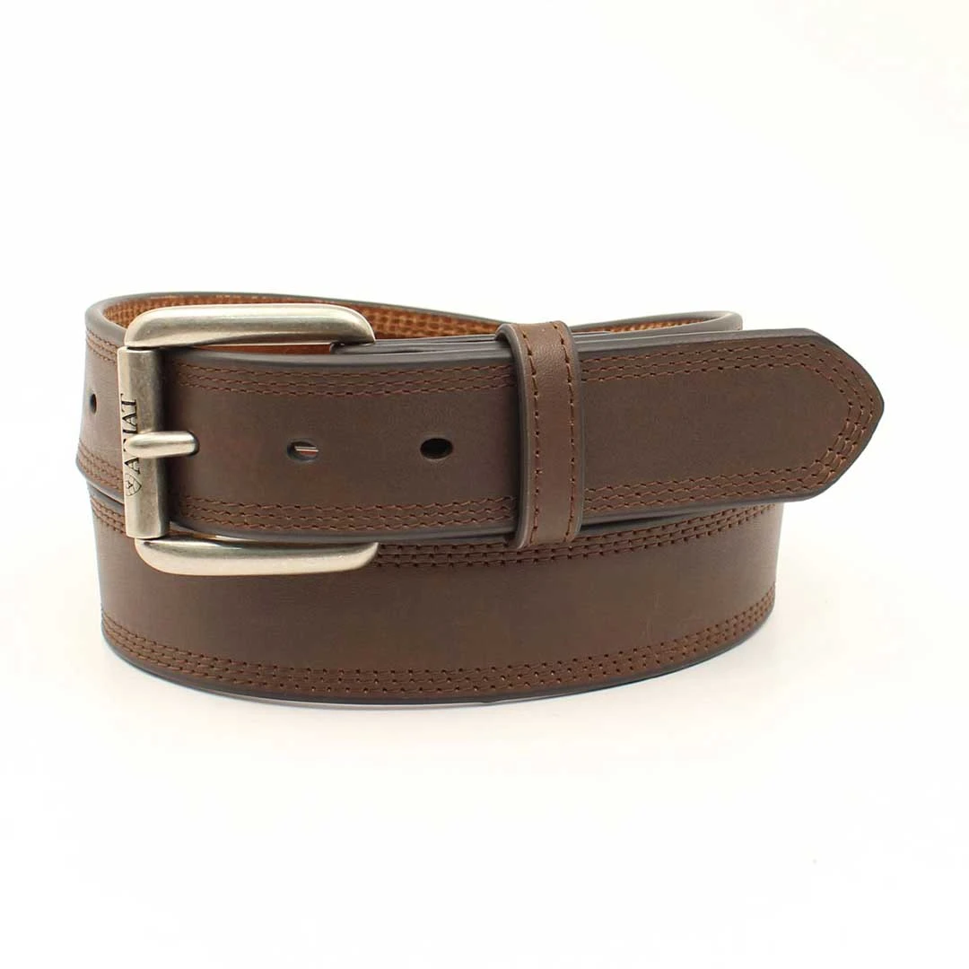 Ariat Men's Triple Stitch Smooth Leather Belt 1 Ariat Men's Triple Stitch Smooth Leather Belt