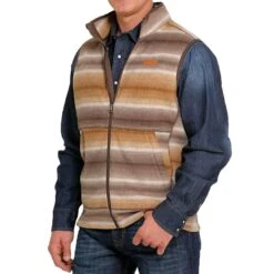 Cinch Men's Polar Fleece Serape Stripe Vest