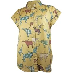 Cotton & Rye Outfitters Women's Steer Print Button-Down Shirt