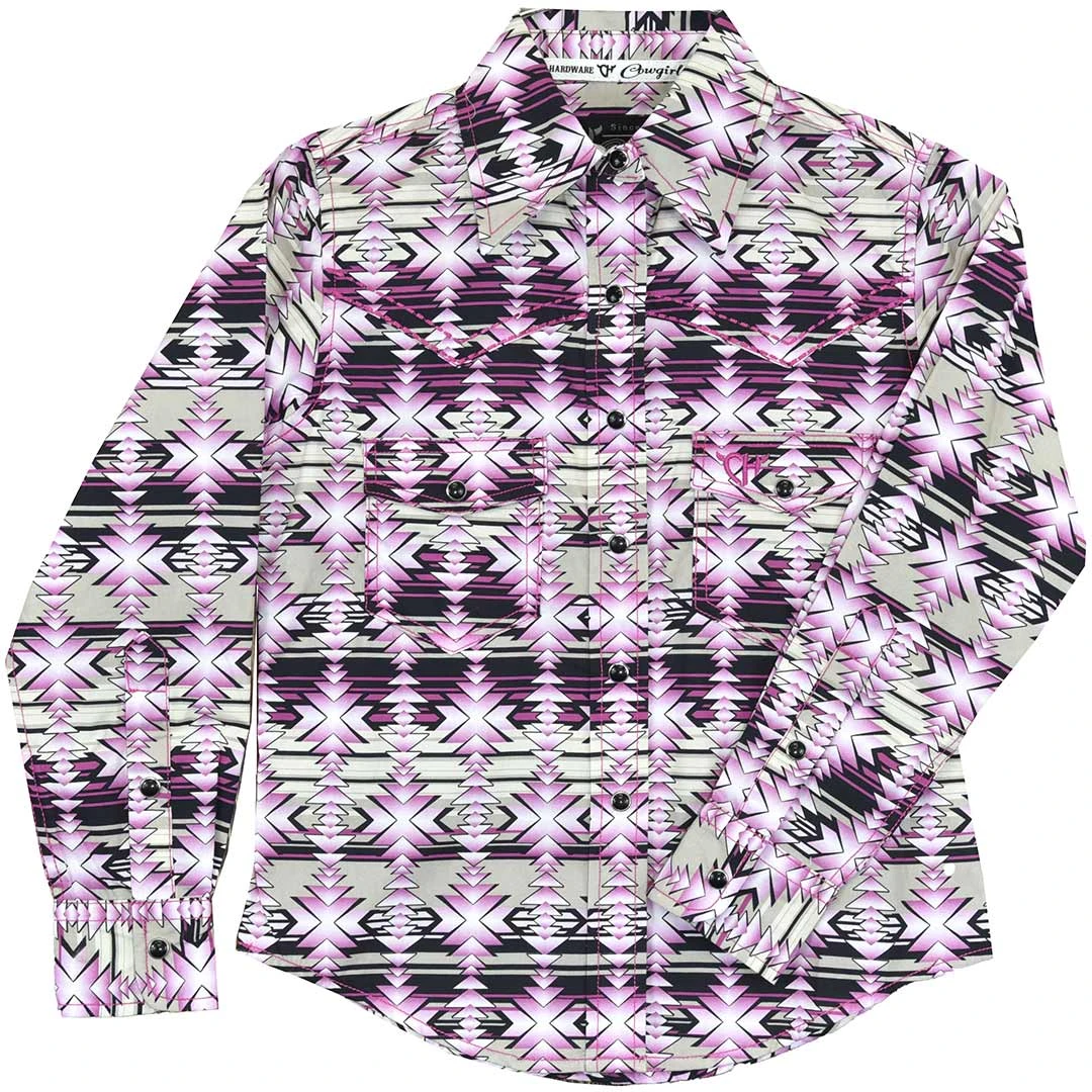 Cowgirl Hardware Girls' Aztec Print Snap Shirt 1 Cowgirl Hardware Girls' Aztec Print Snap Shirt