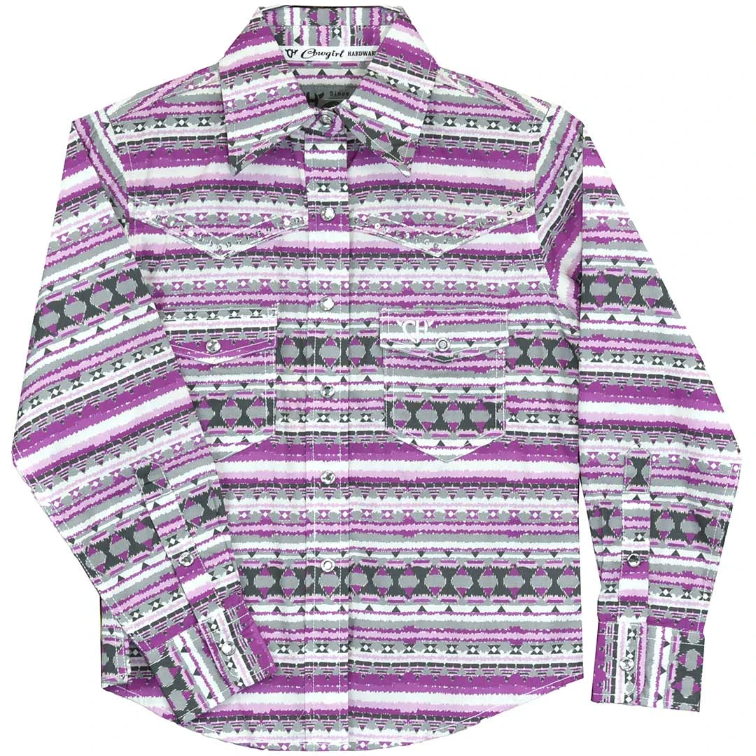 Cowgirl Hardware Girls' Southwest Print Snap Shirt 1 Cowgirl Hardware Girls' Southwest Print Snap Shirt