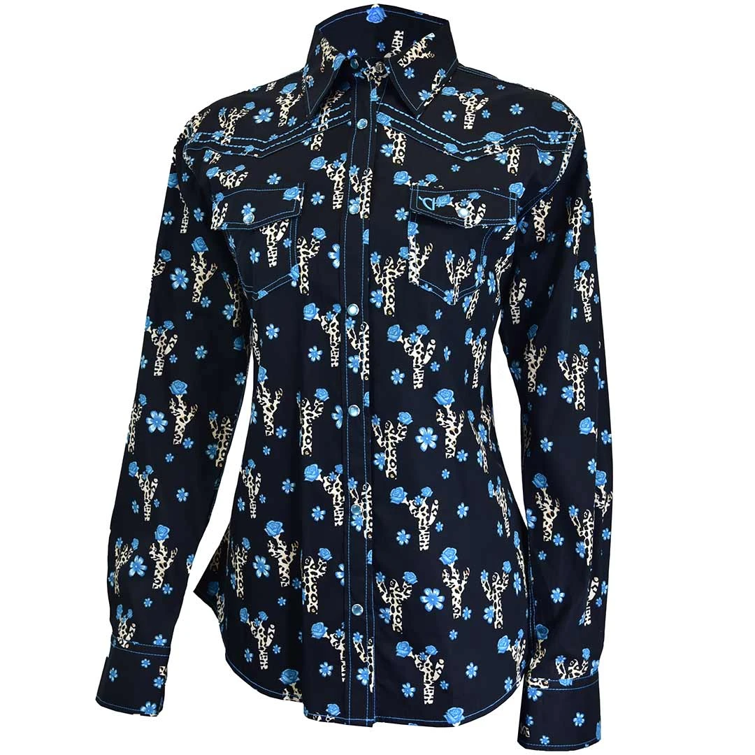 Cowgirl Hardware Women's Leopard Cactus Print Snap Shirt 1 Cowgirl Hardware Women's Leopard Cactus Print Snap Shirt
