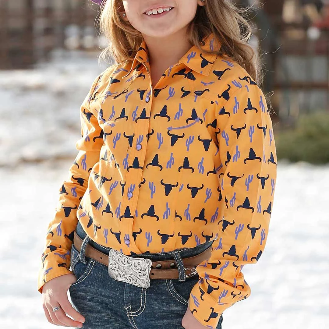 Cruel Denim Girls' Steer Head Print Snap Shirt 2 Cruel Denim Girls' Steer Head Print Snap Shirt - Image 2