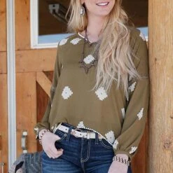 Cruel Denim Women's Pom Hem Georgette Blouse 5 Cruel Denim Women's Pom Hem Georgette Blouse -Western Cowboy Equipment Store cruel denim women s pom hem georgette blouse