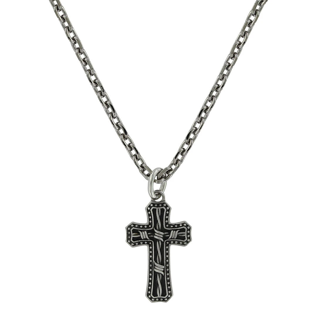 Montana Silversmiths Men's Barbed Wire Cross Necklace 1 Montana Silversmiths Men's Barbed Wire Cross Necklace