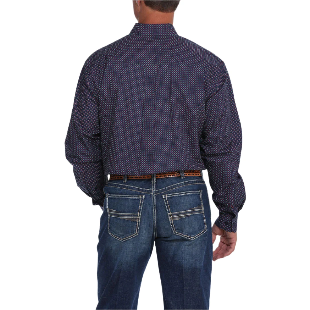 Cinch Navy, White & Red Geometric Print Mens Shirt 3 Cinch Navy, White & Red Geometric Print Mens Shirt - Image 3