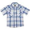 Ely Cattleman Boys' Short Sleeve Plaid Snap Shirt