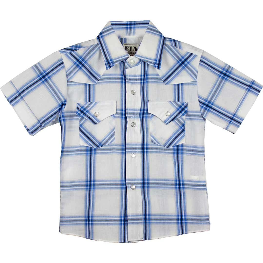 Ely Cattleman Boys' Short Sleeve Plaid Snap Shirt 1 Ely Cattleman Boys' Short Sleeve Plaid Snap Shirt
