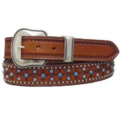 Lejon Tooled Turquoise Stone Belt