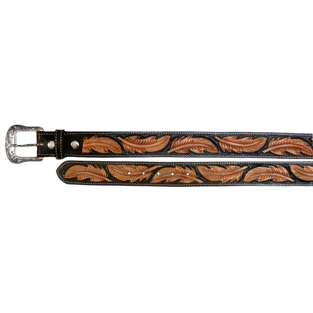 Twisted X Men's Hand Carved Feather Motif Belt 1 Twisted X Men's Hand Carved Feather Motif Belt
