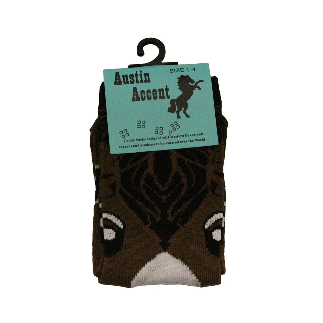 Austin Accent Kids' Horse Face Brown Sock 1 Austin Accent Kids' Horse Face Brown Sock