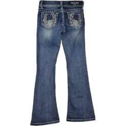 Grace In LA Girls' Horseshoe Rose Bootcut Jeans