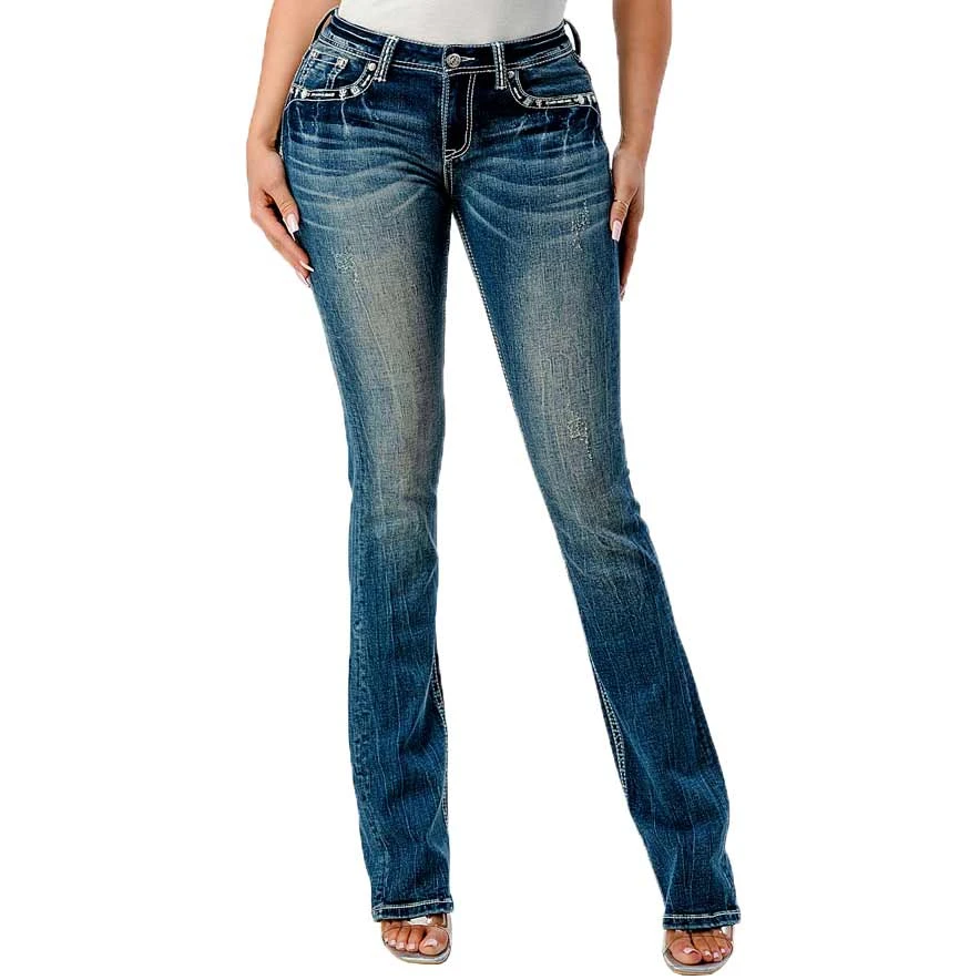 Grace In LA Women's Abstract Dreamcatcher Bootcut Jeans 2 Grace In LA Women's Abstract Dreamcatcher Bootcut Jeans - Image 2