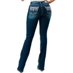 Grace In LA Women's Zig-Zag Pocket Bootcut Jeans