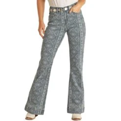 Hooey Women's Aztec Print High Rise Trouser Jeans -Western Cowboy Equipment Store hooey women s aztec print high rise trouser jeans