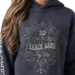 Wrangler X Yellowstone Women's Ranch Hand Cropped Hoodie -Western Cowboy Equipment Store img11376 wrangler x yellowstone women s ranch hand cropped hoodie