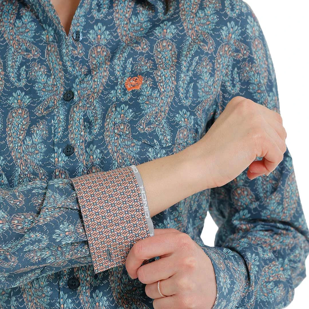Cinch Women's Paisley Print Button-Down Shirt 3 Cinch Women's Paisley Print Button-Down Shirt - Image 3