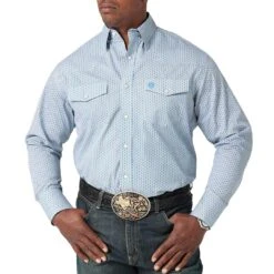 Wrangler Men's George Strait Troubadour Diamond Print Snap Shirt