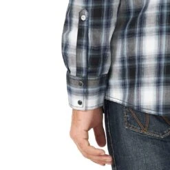 Wrangler Men's Rock 47 Embroidered Plaid Snap Shirt -Western Cowboy Equipment Store img14141 wrangler men s rock 47 embroidered plaid snap shirt