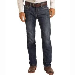 Rock & Roll Denim Men's Revolver Slim Fit Straight Leg Jeans -Western Cowboy Equipment Store img16399 rock roll denim men s revolver slim fit straight leg jeans