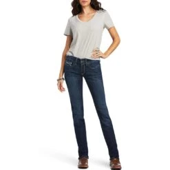 Ariat Women's R.E.A.L. Mid Rise Clarissa Straight Leg Jeans -Western Cowboy Equipment Store img17171 ariat women s r e a l mid rise clarissa straight leg jeans