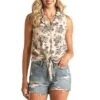 Rock & Roll Cowgirl Women's Palm Print Sleeveless Button-Down Shirt